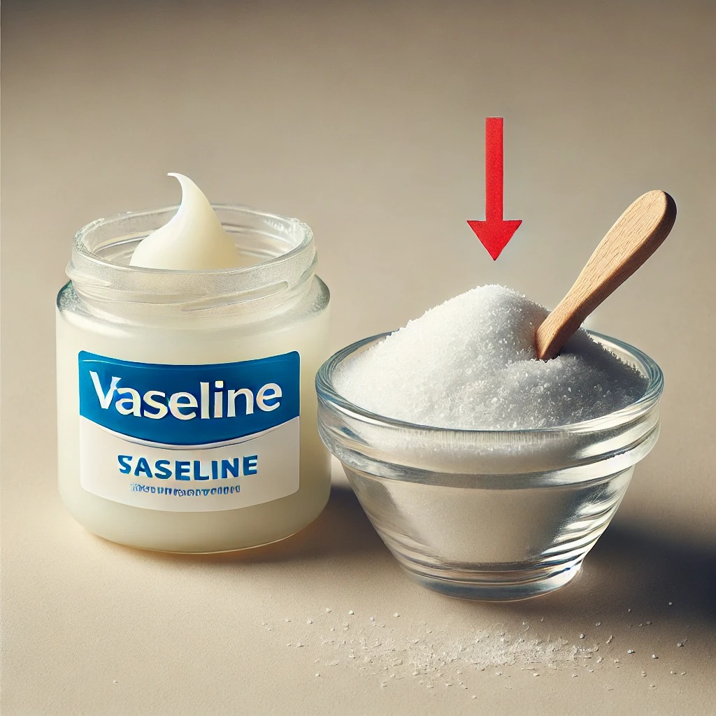 Vaseline plus Salt, I didn’t expect it to have such  effect, it’s really easy to use